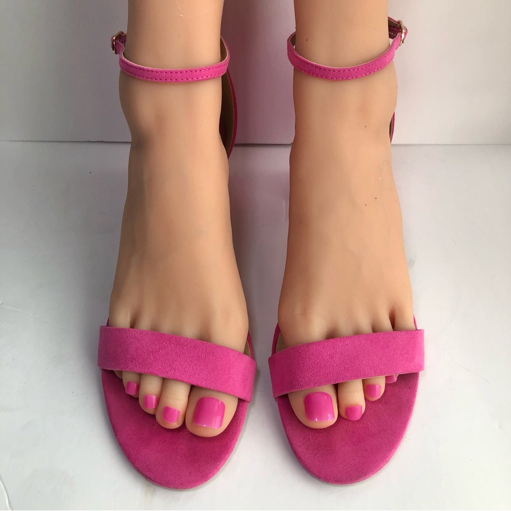SIZE 11 Bubble Gum Pink Open Peep Square Heel Ankle Strap Party Spring Sandals